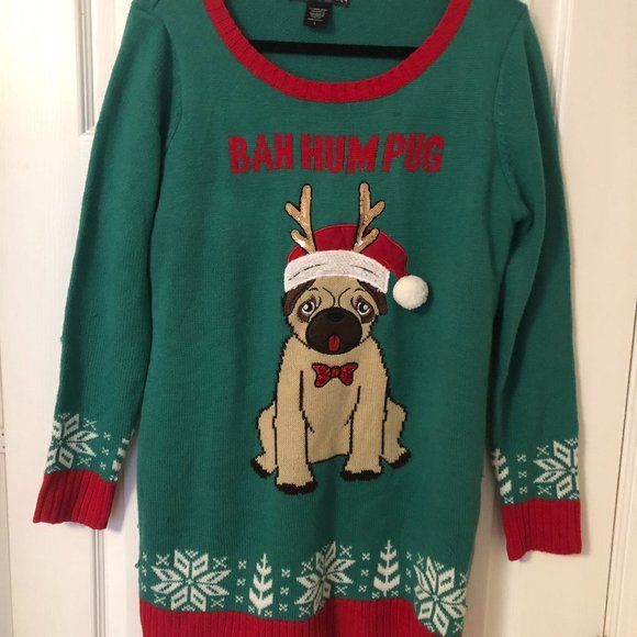 United States Sweaters Bah Hum Pug - Picture 2 of 6